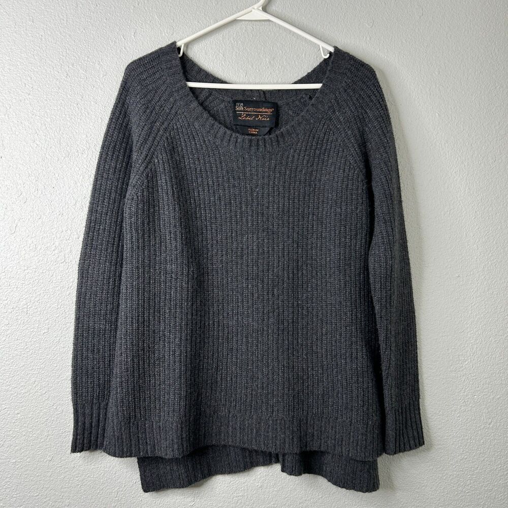 Soft Surroundings Cashmere Button Womens Small Gray Sweater Back